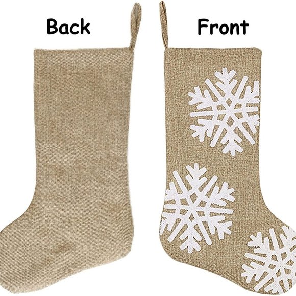 Meriwoods Burlap Christmas Stockings, 19 Inches 3 Pack Rustic Xmas Stockings NEW - Picture 4 of 6